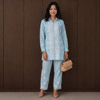 Gayaabi Neelaya Chikankari Mul Chanderi Co-ord Set