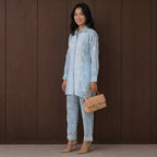 Gayaabi Neelaya Chikankari Mul Chanderi Co-ord Set