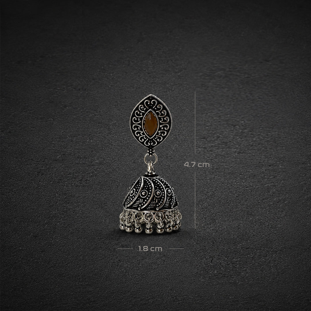 Gayaabi Amber Noor Oxidised Jumka Earrings