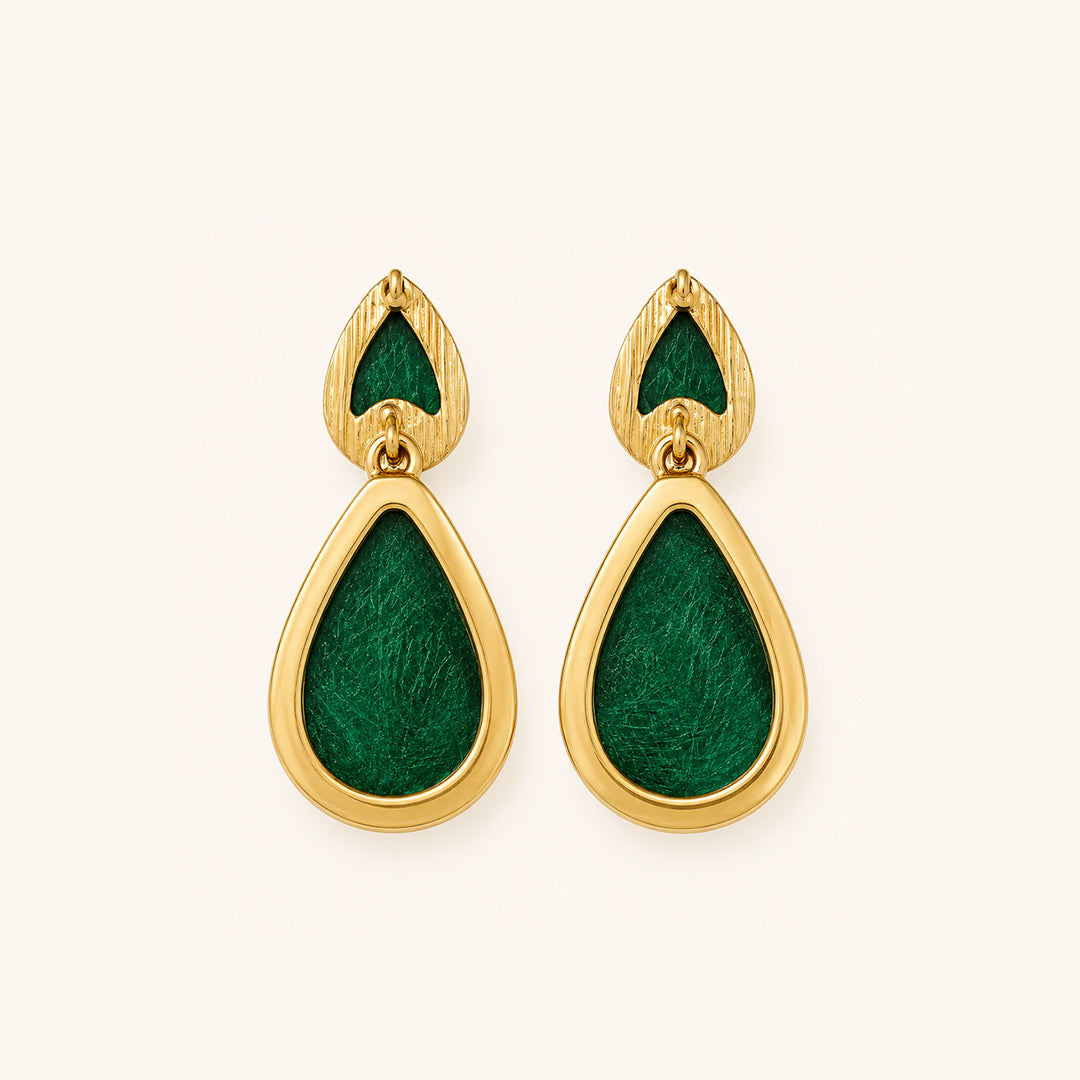 Gayaabi Green Teardrop Statement Earrings