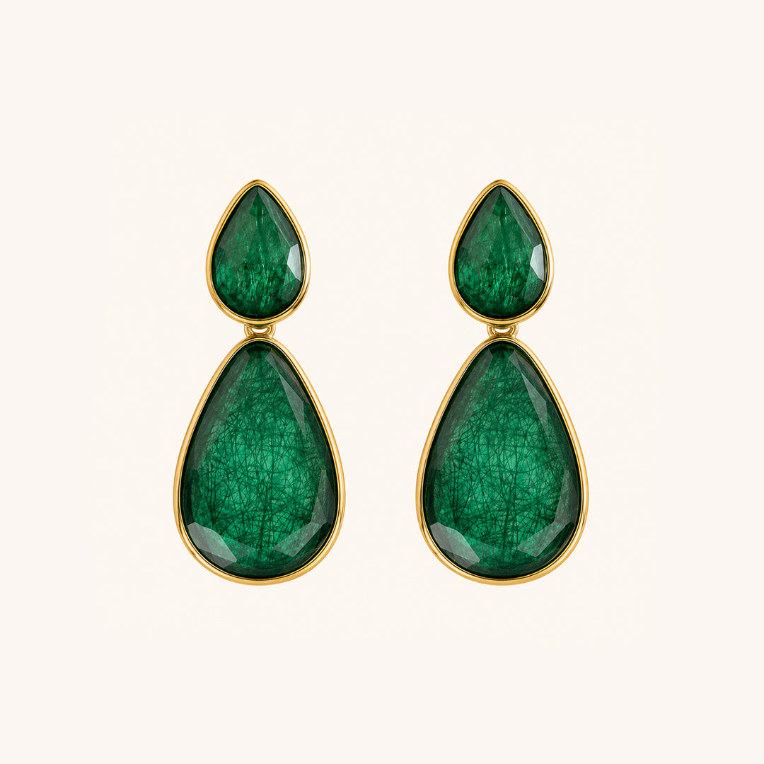 Gayaabi Green Teardrop Statement Earrings