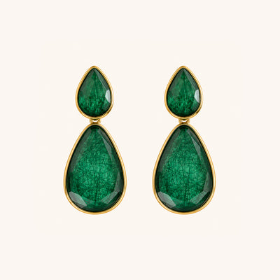 Gayaabi Green Teardrop Statement Earrings