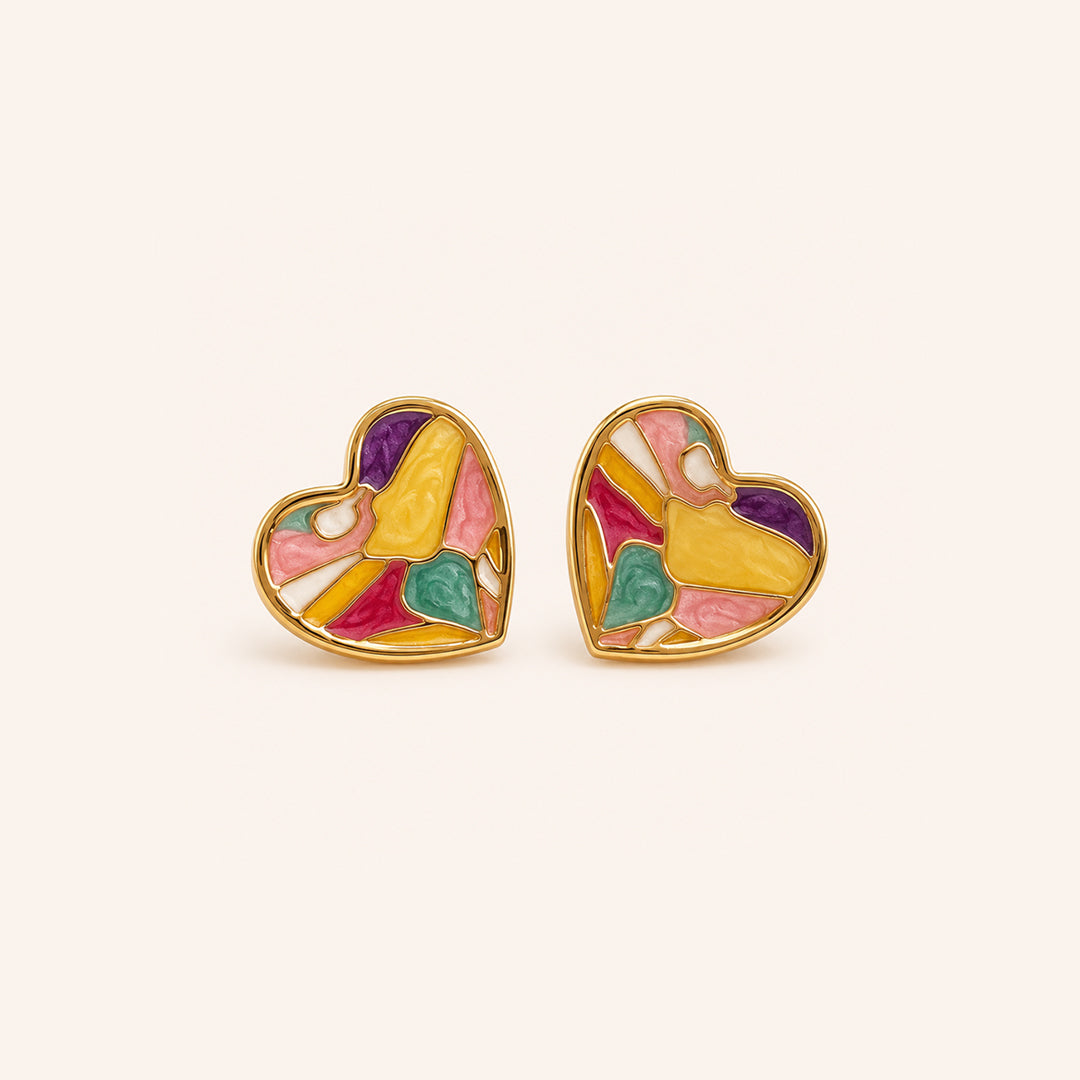 Gayaabi Mosaic Heart Stud earrings