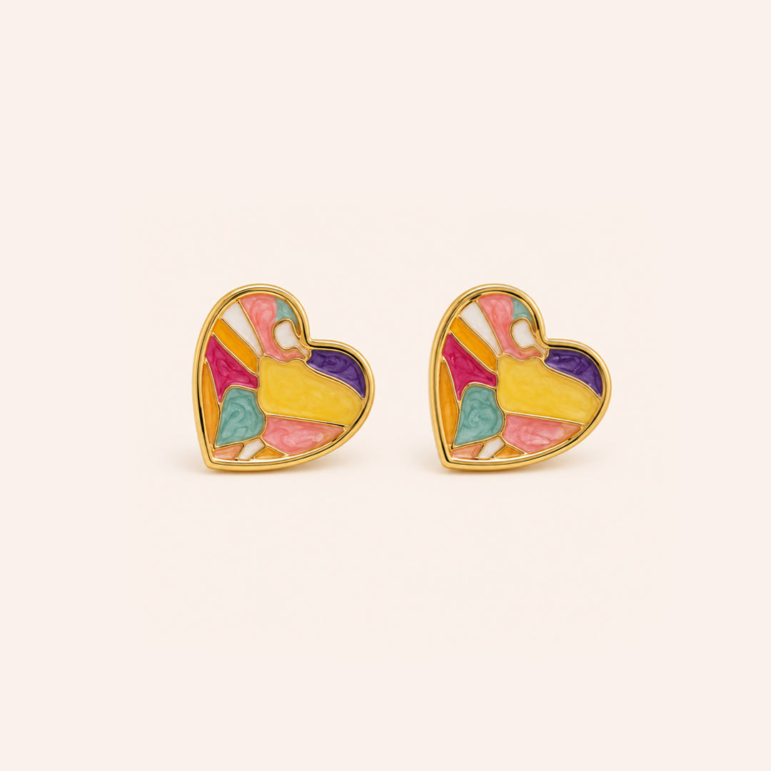 Gayaabi Mosaic Heart Stud earrings
