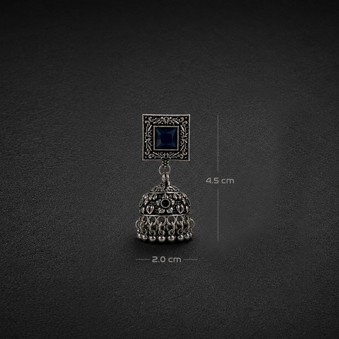 Gayaabi Neel Darbar Oxidised Jhumka Earrings