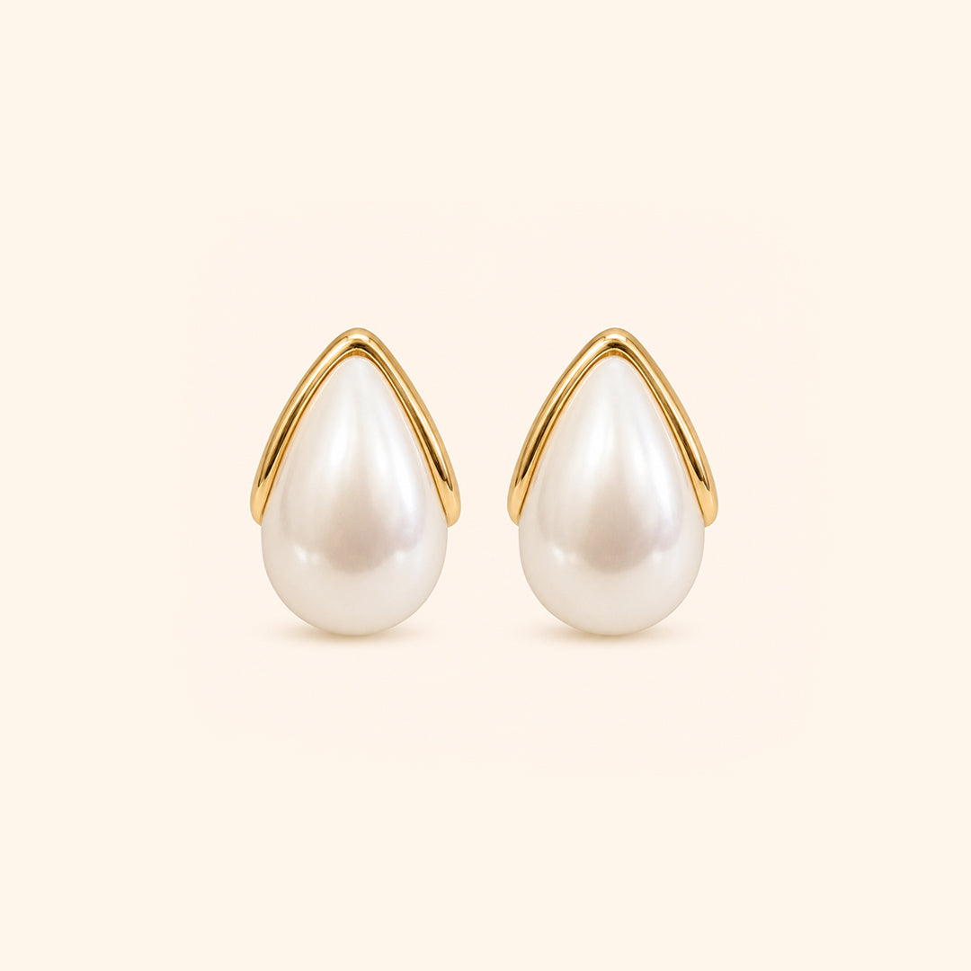 Gayaabi Pearl Veil Teardrop Stud EarringQCs