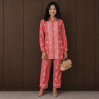 Gayaabi Gulrez Chikankari Mul Chanderi Co-ord Set