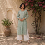 Gayaabi Meher Chikankari Mul Chanderi Kurta Set