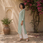 Gayaabi Meher Chikankari Mul Chanderi Kurta Set