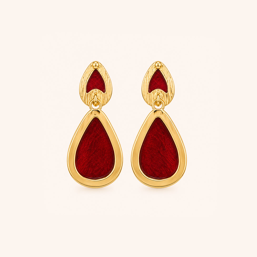 Gayaabi Red Teardrop Statement Earrings