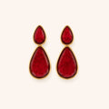 Gayaabi Red Teardrop Statement Earrings