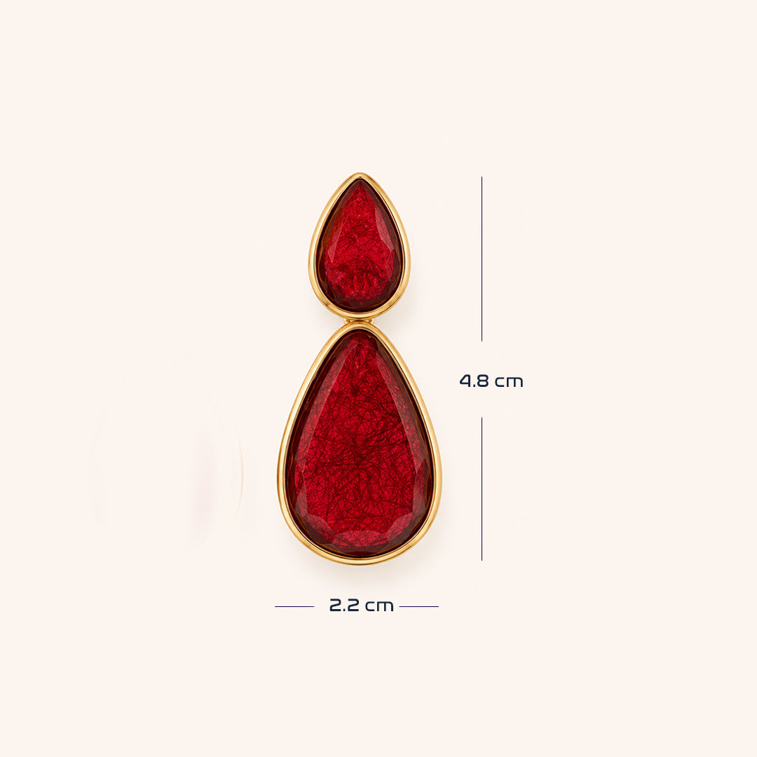 Gayaabi Red Teardrop Statement Earrings
