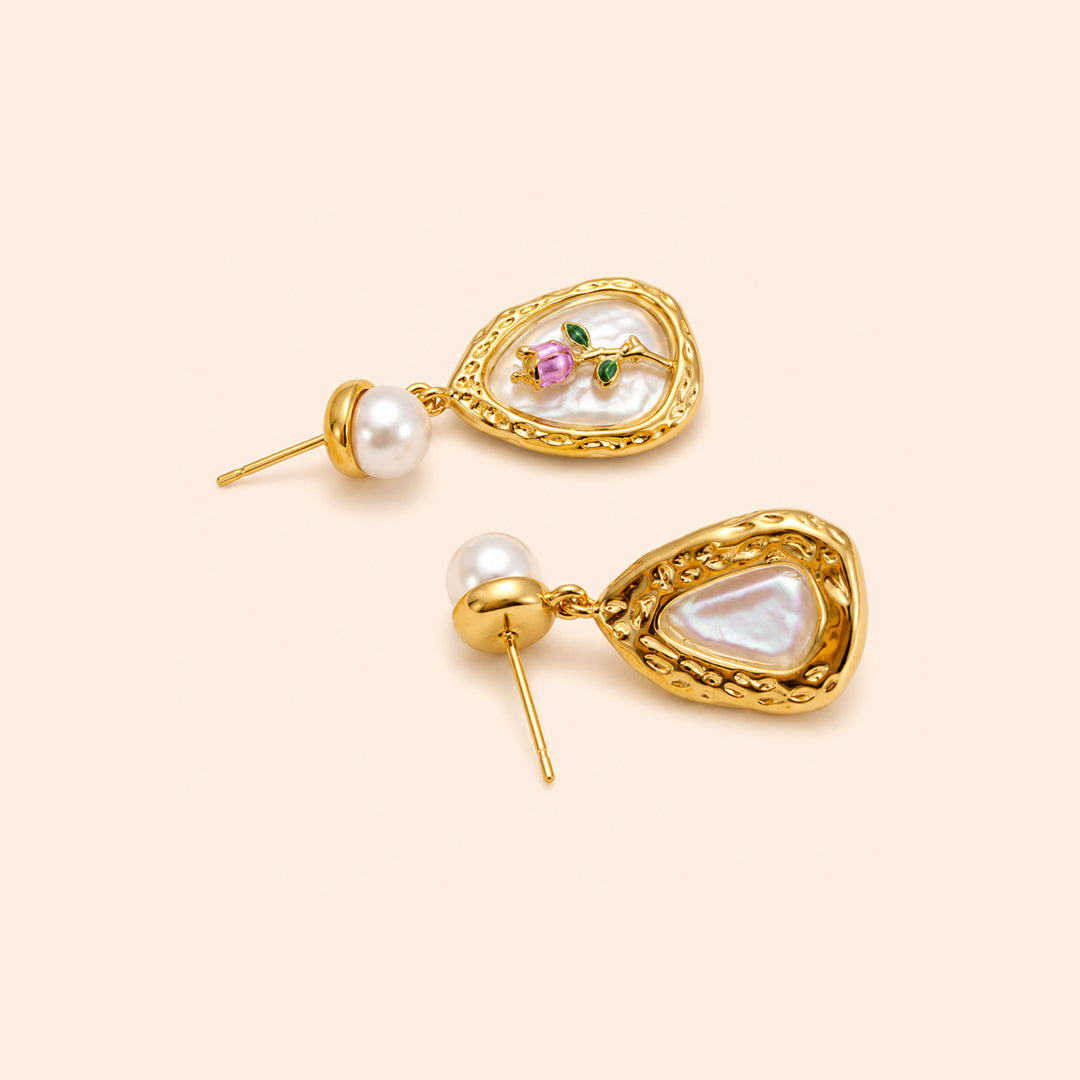 Gayaabi Roselle Pearldrop Earrings