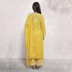 Gayaabi Sunehri Chikankari Mul Chanderi Kurta set